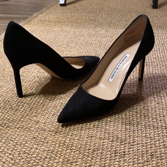Sz 4 Manolo Blahnik BB 90 black suede pumps - Picture 7 of 10